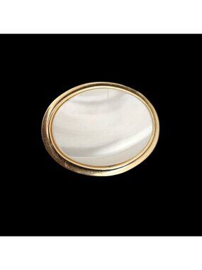 Vintage Oval Mother of Pearl Gold Tone Scarf Clip